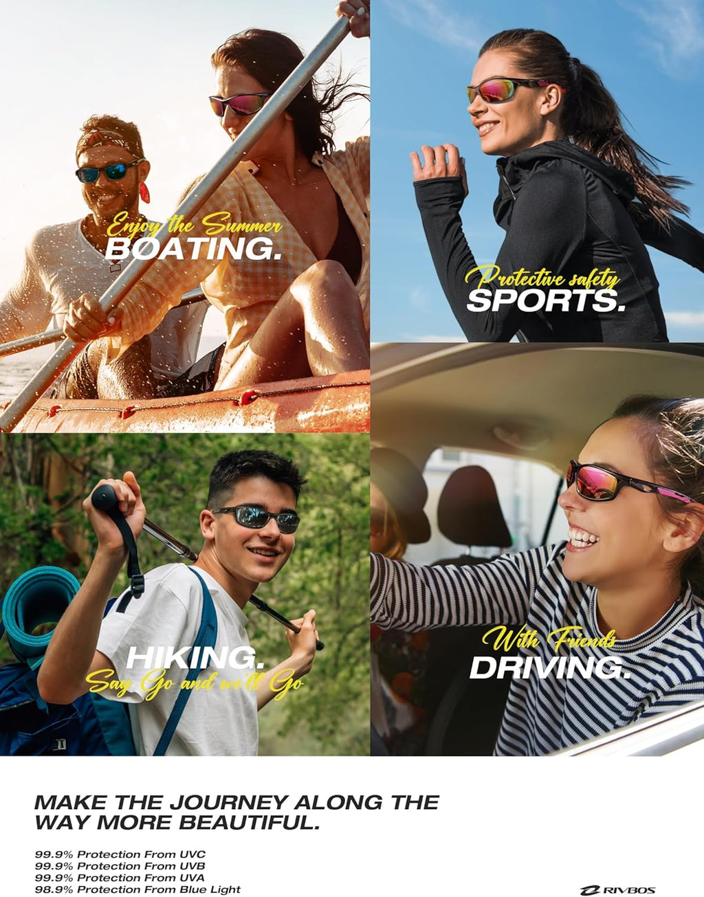 RIVBOS Polarized Sunglasses for Men & Women - UV Protection Sports Shades | Cycling & Fishing RB833