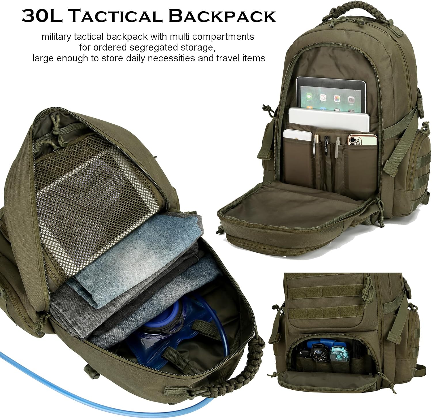 Skiennix 30L Military Tactical Backpack - Durable Molle Daypack for Men | Army Green