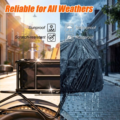 Amoowis Rear Bike Basket Large Capacity - 210LBS Heavy-Duty Cargo Basket, All-Weather E-Bike & Scooter Accessories with Cover, Perfect for Grocery Hauls, Pet Transport & Commuting