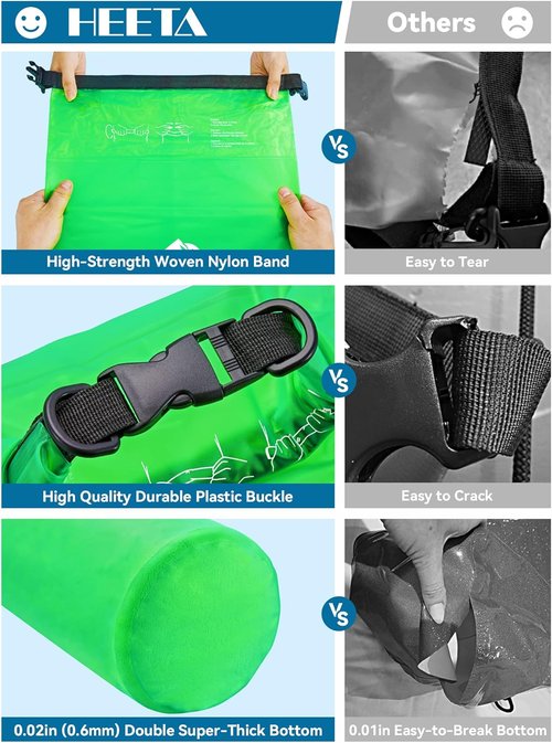 HEETA Waterproof Dry Bag - Lightweight Roll Top Storage for Travel & Outdoor Activities | 5L/10L/20L/30L/40L