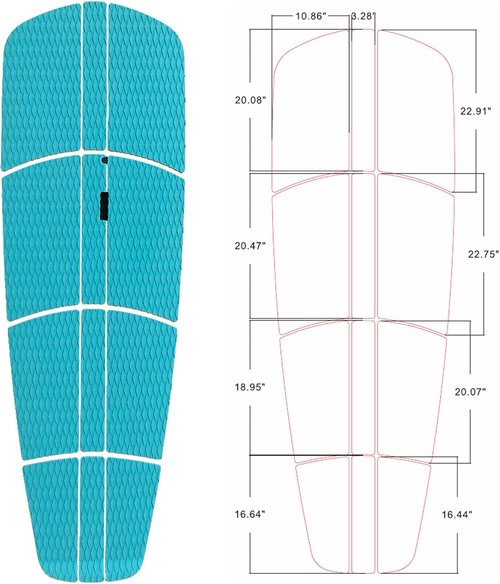 Abahub 12-Piece Surf SUP Deck Traction Pad - Premium EVA with Tail Kicker | 3M Adhesive for Paddleboards & Longboards - Black/Blue/Gray/Navy/Orange/White