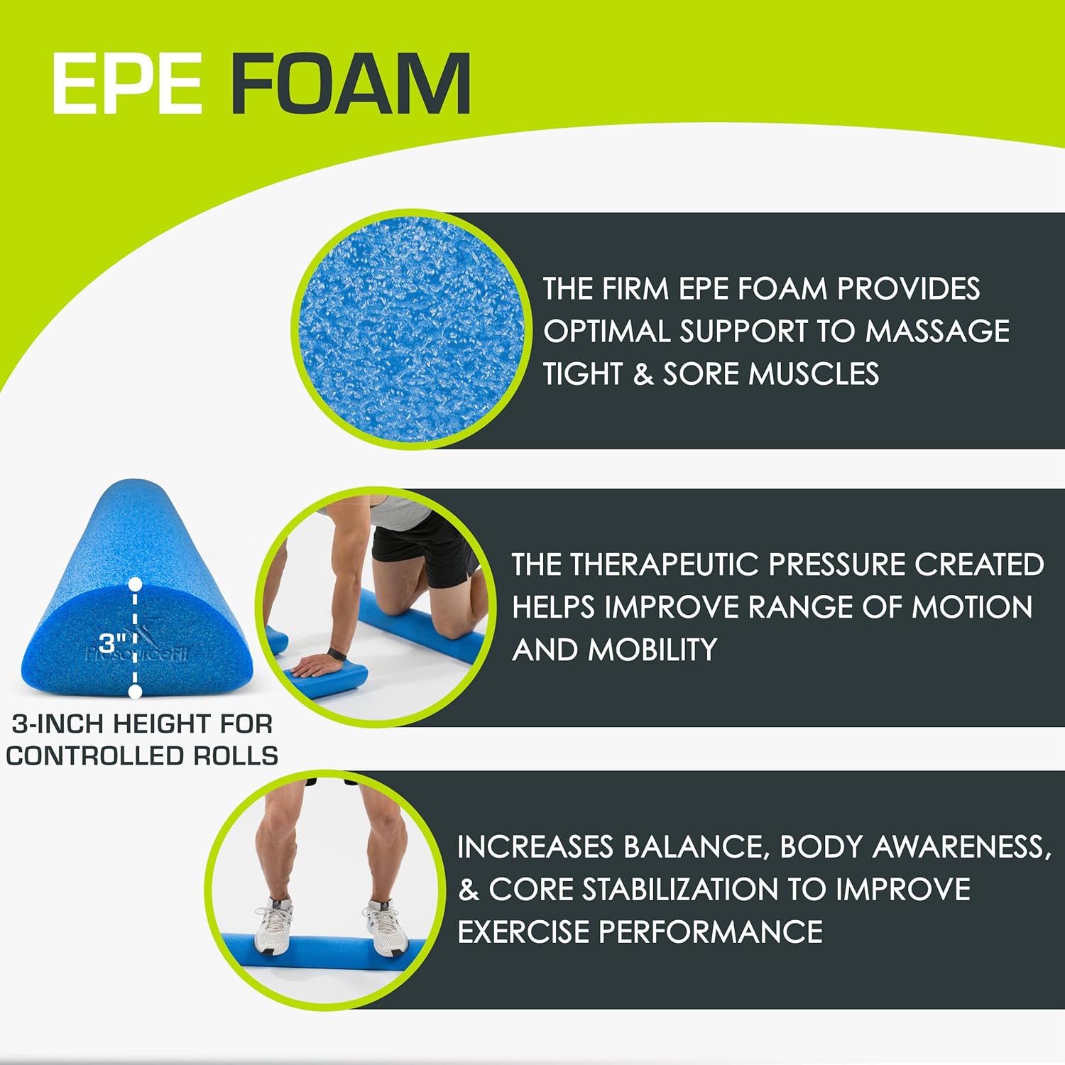 ProsourceFit Flex Foam Roller - Muscle Massage & Physical Therapy Tool for Core Stability | 36-Inch