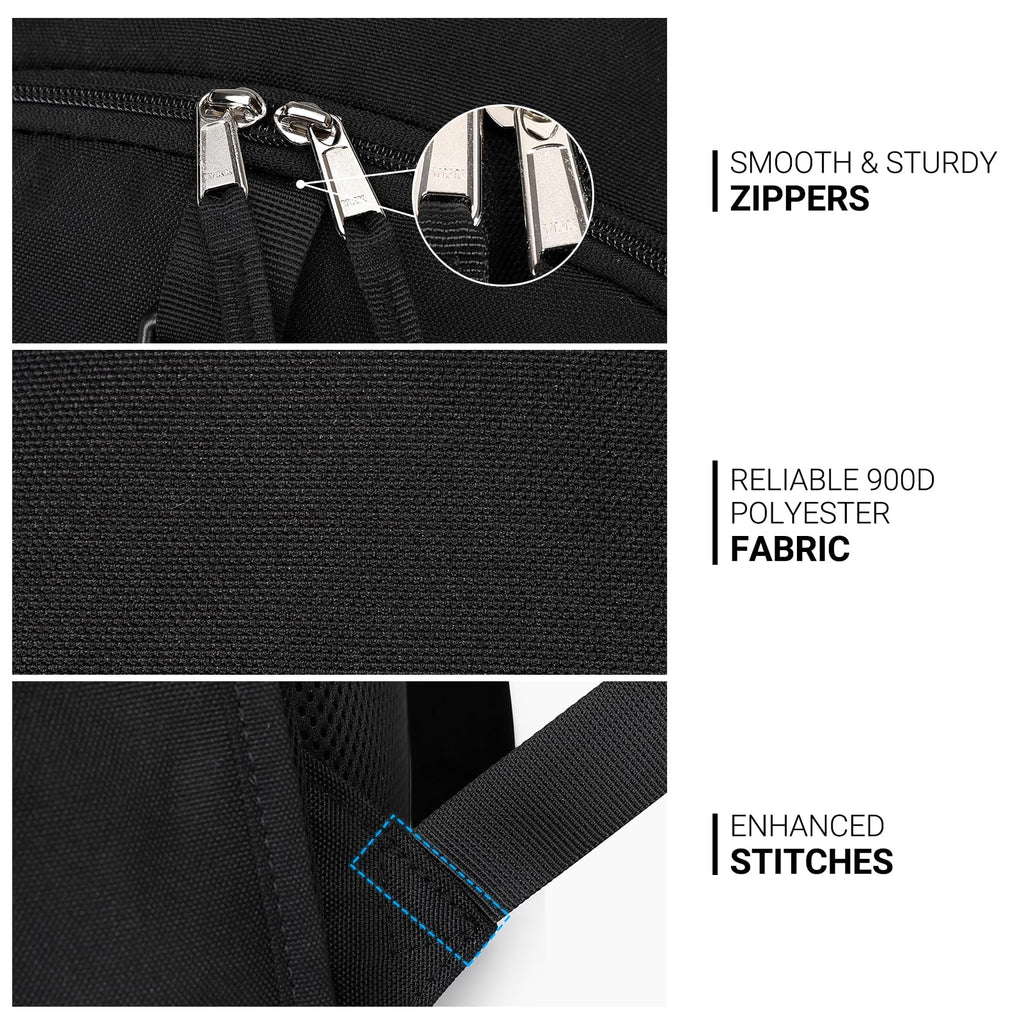 ZORFIN Black Backpack for School, Travel: Bookbag for Girls Boys - Kids Backpack with Multi Compartments