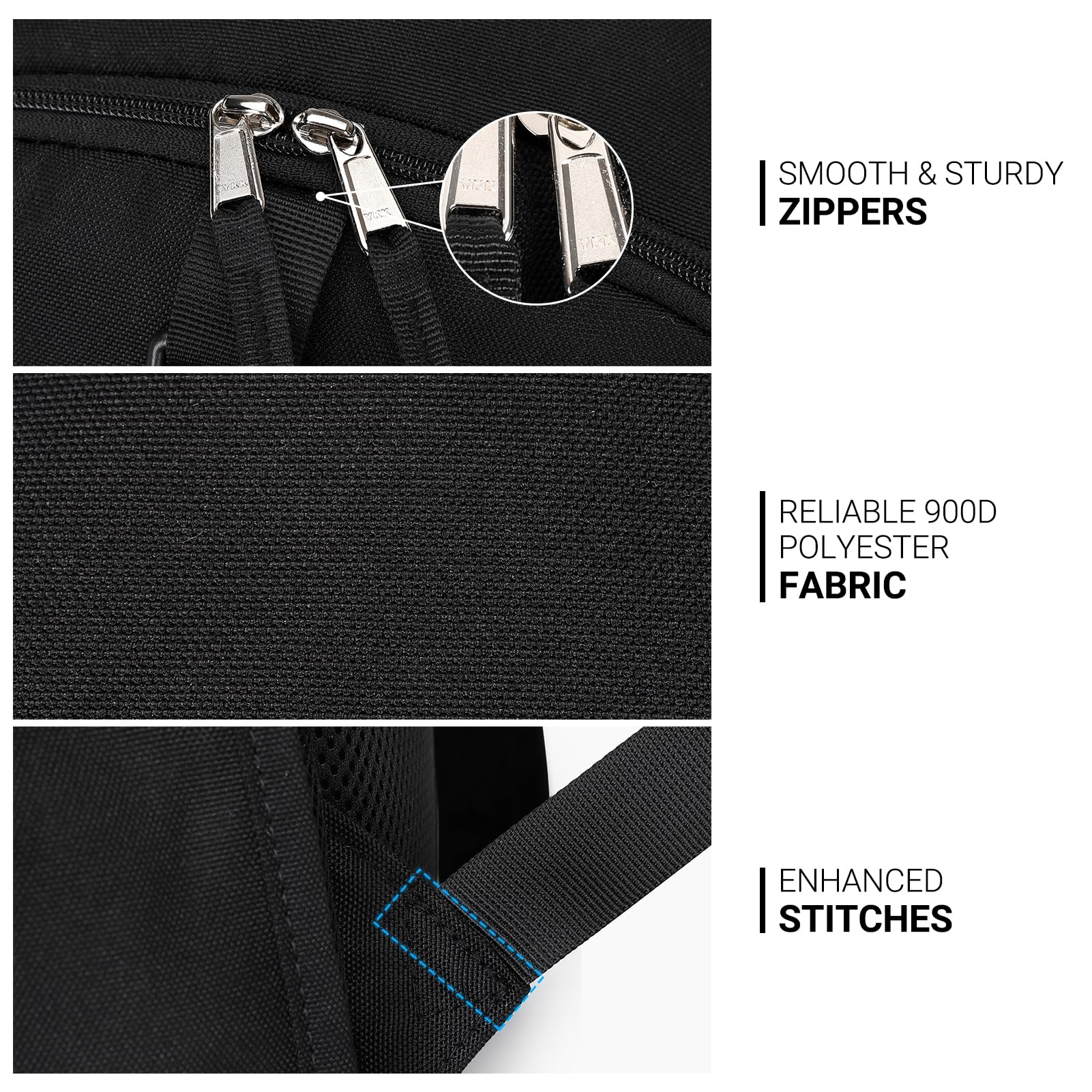 ZORFIN Black Backpack for School, Travel: Bookbag for Girls Boys - Kids Backpack with Multi Compartments