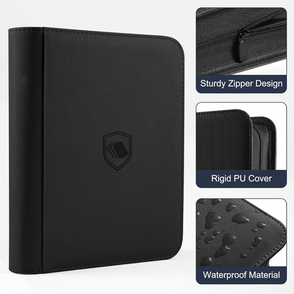 Skiennix Toploader Binder - Holds 360 Cards | Includes 100 Toploaders - 9-Pocket PU Cover for TCG & Sports Cards