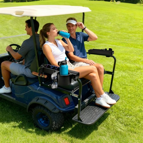 Golf Cart Armrest with Cup Holder - Upgraded Universal Installation Arm Rest Cup Holder Fit for EZGO Yamaha Club Car - Rear Seat Bracket Enhanced Comfort with Hold Phone Drinks Sunglasses