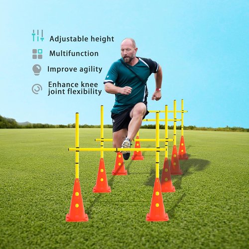 Agility Poles - Detachable Speed Training Set with 8 Cones & 12 Poles for Enhanced Performance