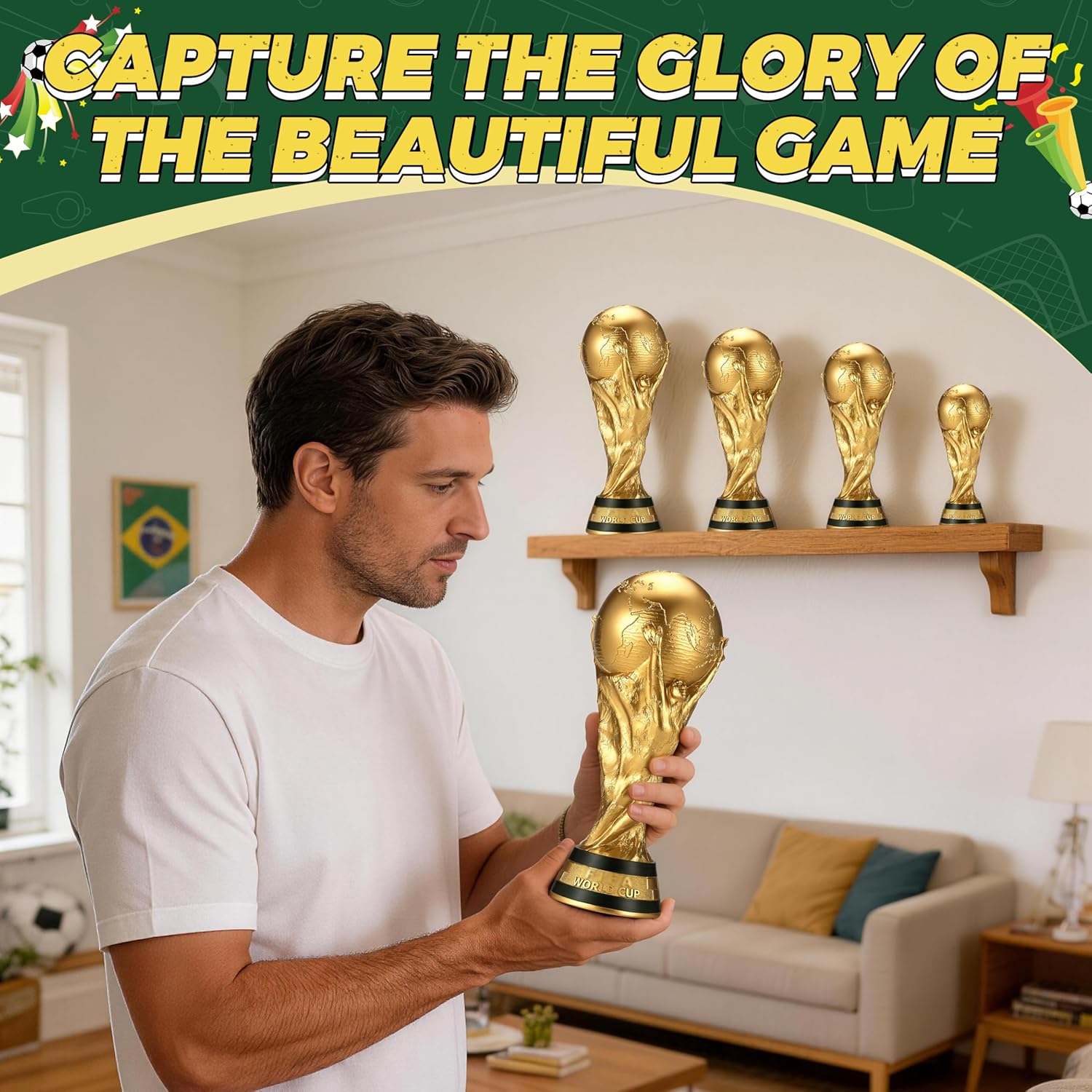 World Cup Trophy Replica 2026 - Mini PVC Souvenir & Decoration for Football Fans