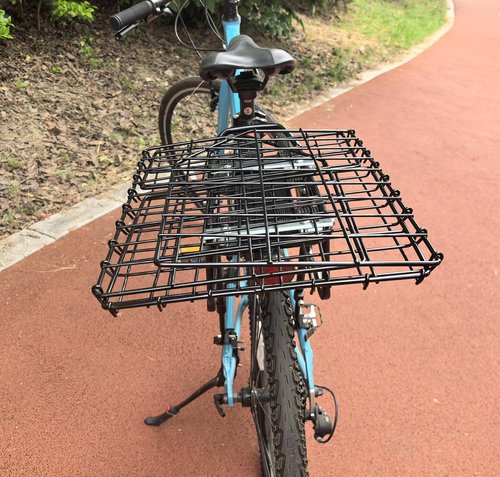 THALOUS Large Bike Rear Basket Thickened Folding Bicycle Basket with Leather Liner Bag Waterproof Cover Cargo Net Quick Release