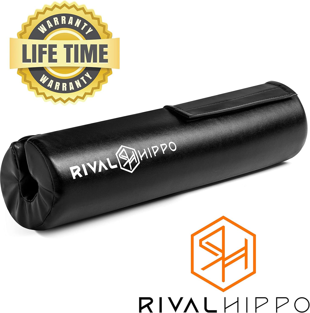 Premium Hip Thrust & Squat Pad - Non-Slip Barbell Pad for Comfortable Workouts | Reinforced PU Leather, Built-In Safety Straps