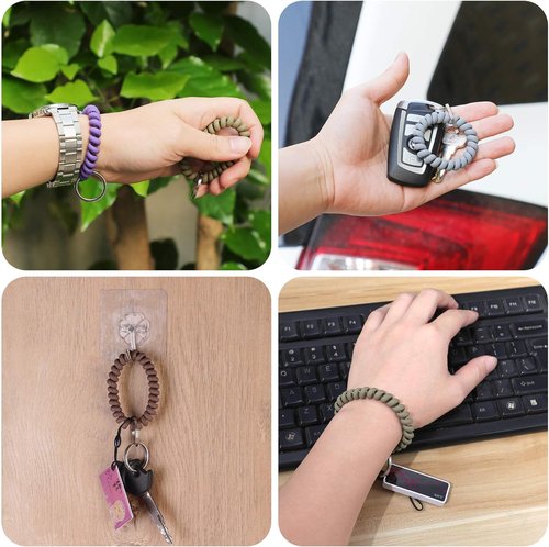 LGEGE Stretchable Wristband Keychain - Flexible Spiral Wrist Coil for ID Badges & Outdoor Sports