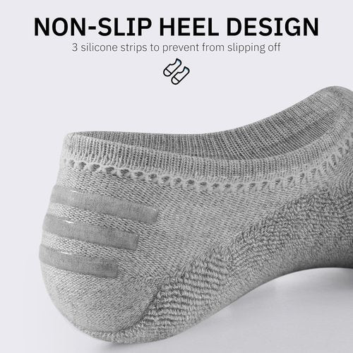 CLOSEMATE No Show Ankle Socks - Cushioned Low Cut with Silicone Grips | 6 Pairs for Women