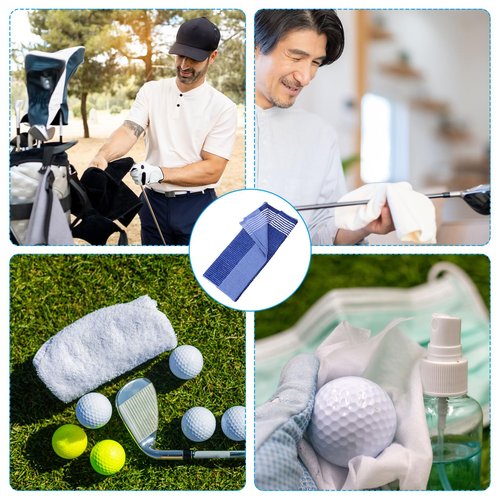 PATIKIL Large Caddy Towel 22" x 44", 2 Pcs Caddie Style Golf Towels Cotton Camping Towels for Golf Bags Golfers Tour Player Club, Blue-White