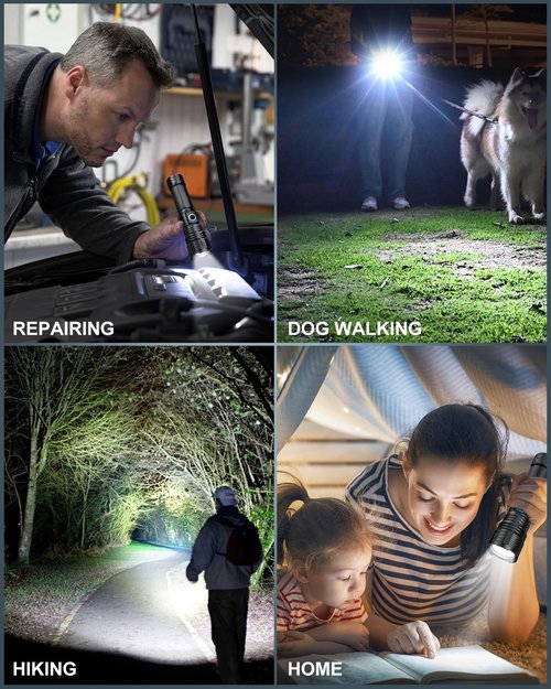 Rechargeable Flashlights High Lumens, 99,000 Lumen Super Bright Flashlight, 2pack Led High Powered Flash Light, Flashlight for Home, Camping, 5 Modes/12h Run Time for Outdoor, IPX6 Waterproof