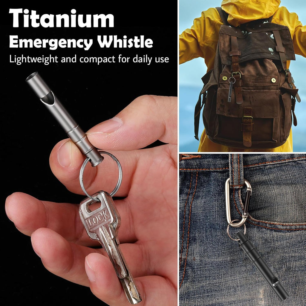 Seenelling 8 Pcs Titanium Emergency Whistle - Loud 120dB Survival Safety Whistle for Outdoor Adventures