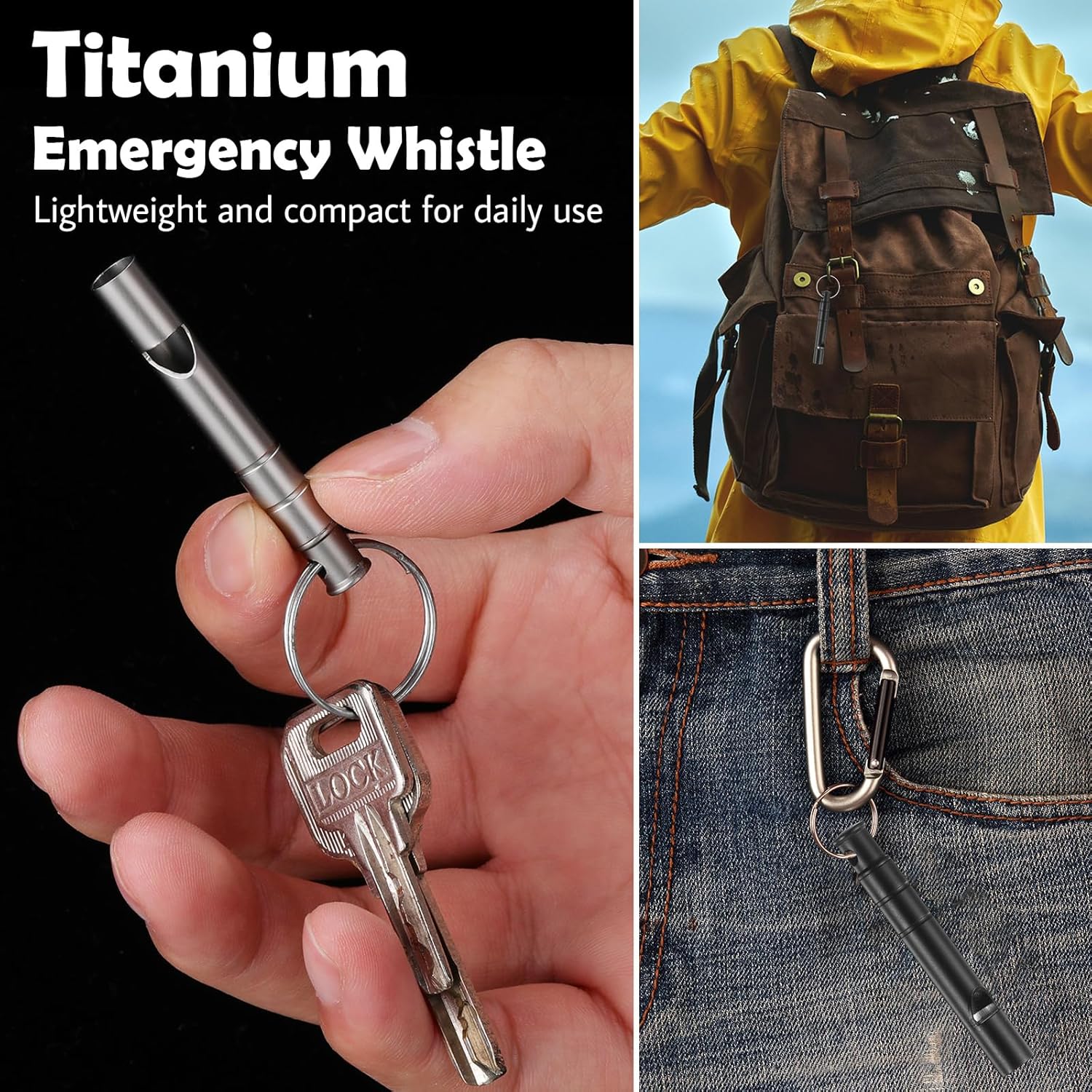 Seenelling 8 Pcs Titanium Emergency Whistle - Loud 120dB Survival Safety Whistle for Outdoor Adventures