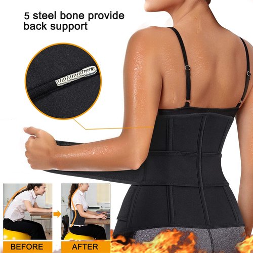 Eleady Wowen Sauna Waist Trainer Trimmer Belt for Weight Loss Corset Slimming Body Shaper Cincher Workout Sweat Sport Girdles (Black, X-Large)