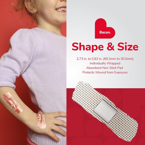 BioSwiss Bacon Shaped Bandages - Latex Free Self-Adhesive Wound Care | 24 Count Sterile Set