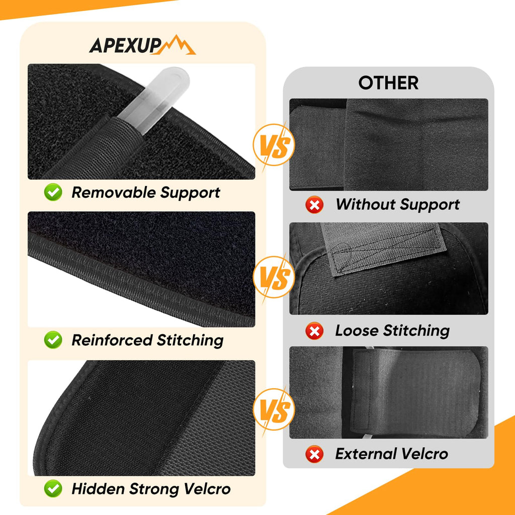 APEXUP Sweat Waist Trainer for Women and Men, Neoprene Waist Trimmer Belt Slimming Sweat Band with Removable Lumbar Support Bar for Workouts (Black, L)