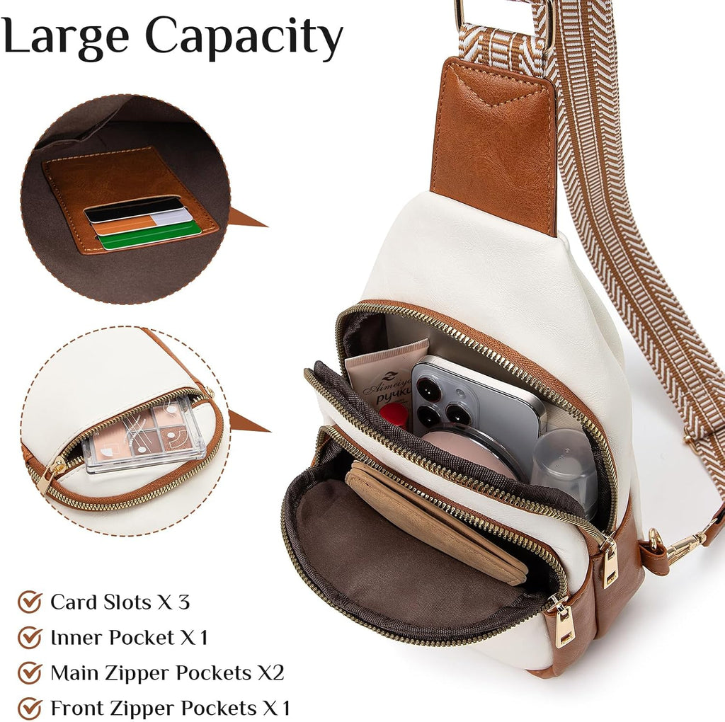Skiennix Small Leather Sling Bag - Stylish Crossbody Backpack Purse for Women | Versatile Design