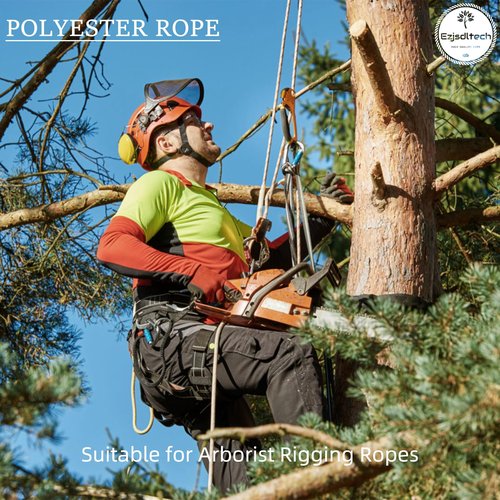 Ezjsdltech 1/2 in x 150 ft Polyester Arborist Rigging Rope, Yellow Braided Tree Climbing Rope 48 Strands for Farm Work and Swinging