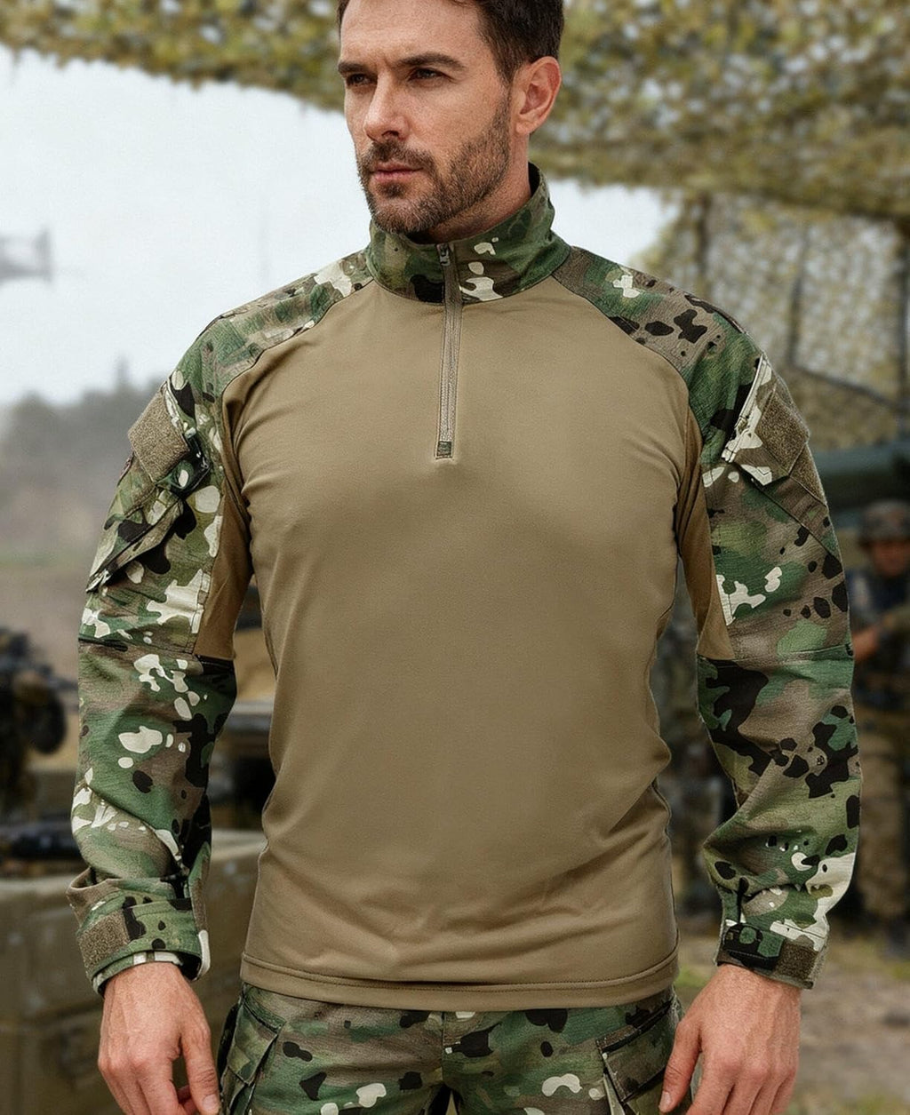 Skiennix Tactical Shirt - G3 Camo Long Sleeve Combat Shirt with Pockets | 1/4 Zip Design