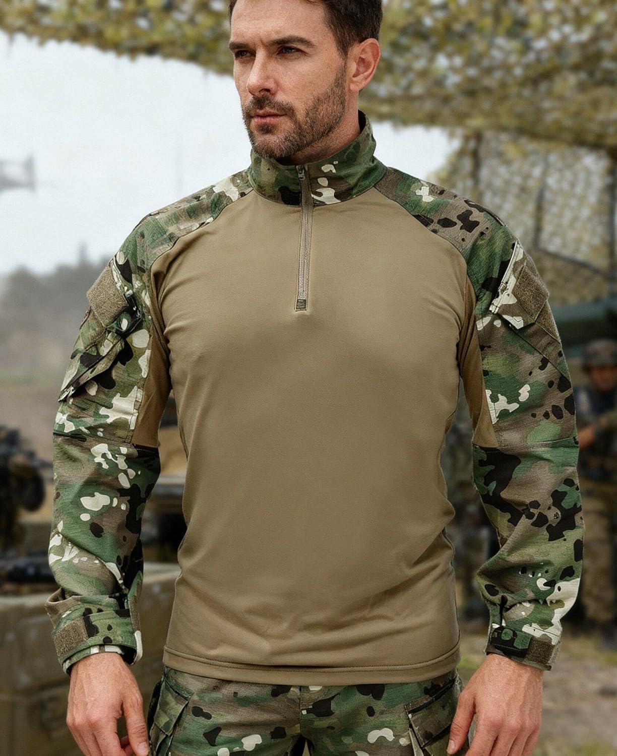 Skiennix Tactical Shirt - G3 Camo Long Sleeve Combat Shirt with Pockets | 1/4 Zip Design