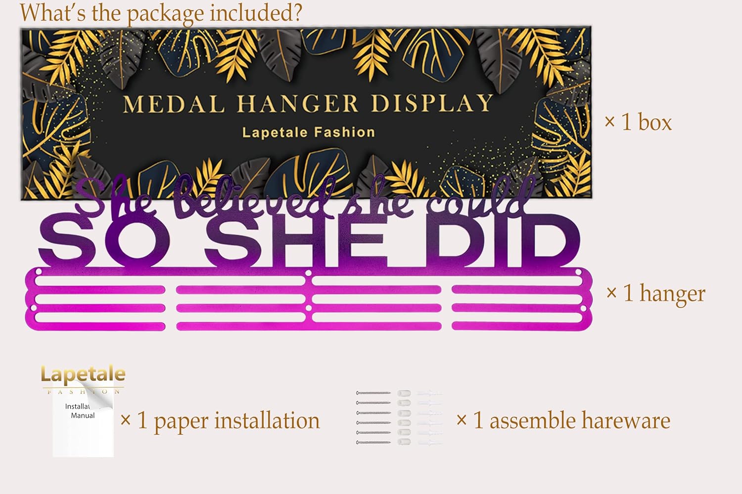 Sports Medal Holder by [Brand Name] - 16" Wall Rack for Awards & Ribbons | Easy Installation for Gymnastics, Soccer & More