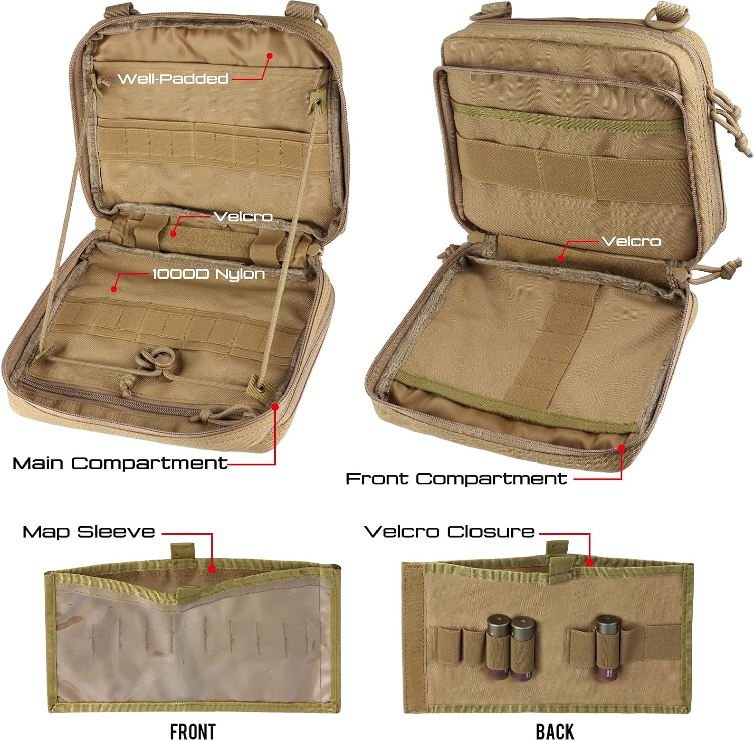 WYNEX Tactical Large Admin Pouch - Double Layer Design | Molle EDC Utility Pouch with Map Sleeve