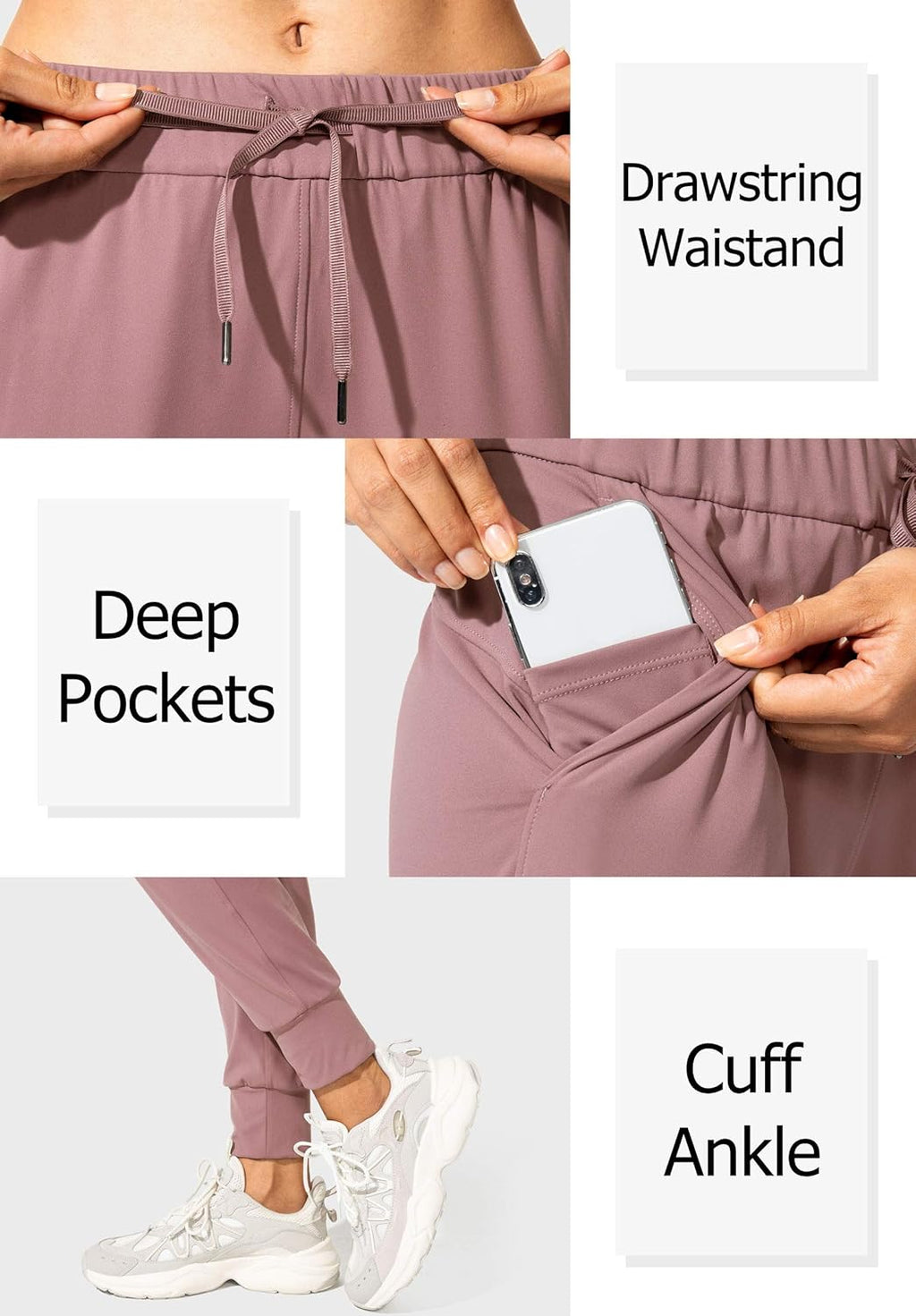 SANTINY Women's Joggers - Comfortable Drawstring Sweatpants with Pockets for Lounge & Running