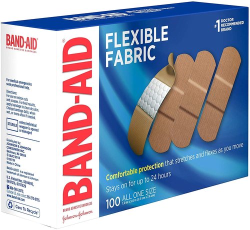 Johnson & Johnson Band-Aid Woven Adhesive Bandages - 1" x 3", Tan | Box of 100