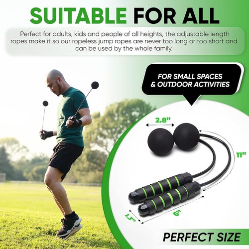 Bod Ropes Cordless Jump Rope - Adjustable Ropeless Design for Indoor Fitness | Perfect for Small Spaces
