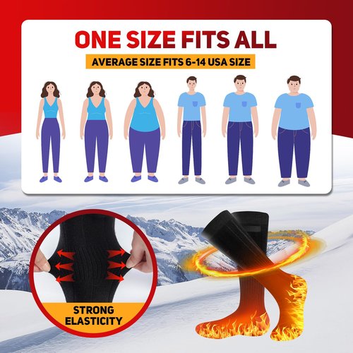 Heated Socks for Men Women,Battery Heated Socks with 3 Heating Levels, 360°Heating Warming,Washable Foot Warmer for Camping Fishing Skiing Skating Hiking Outdoor Work