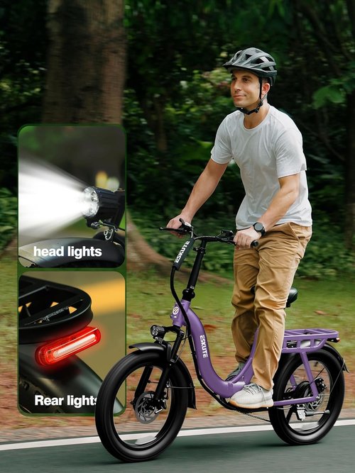 1200W Peak Folding Electric Bike - 28MPH Speed, 55-Mile Range, 20"x3" Fat Tires, 7-Speed - Step-Thru Design