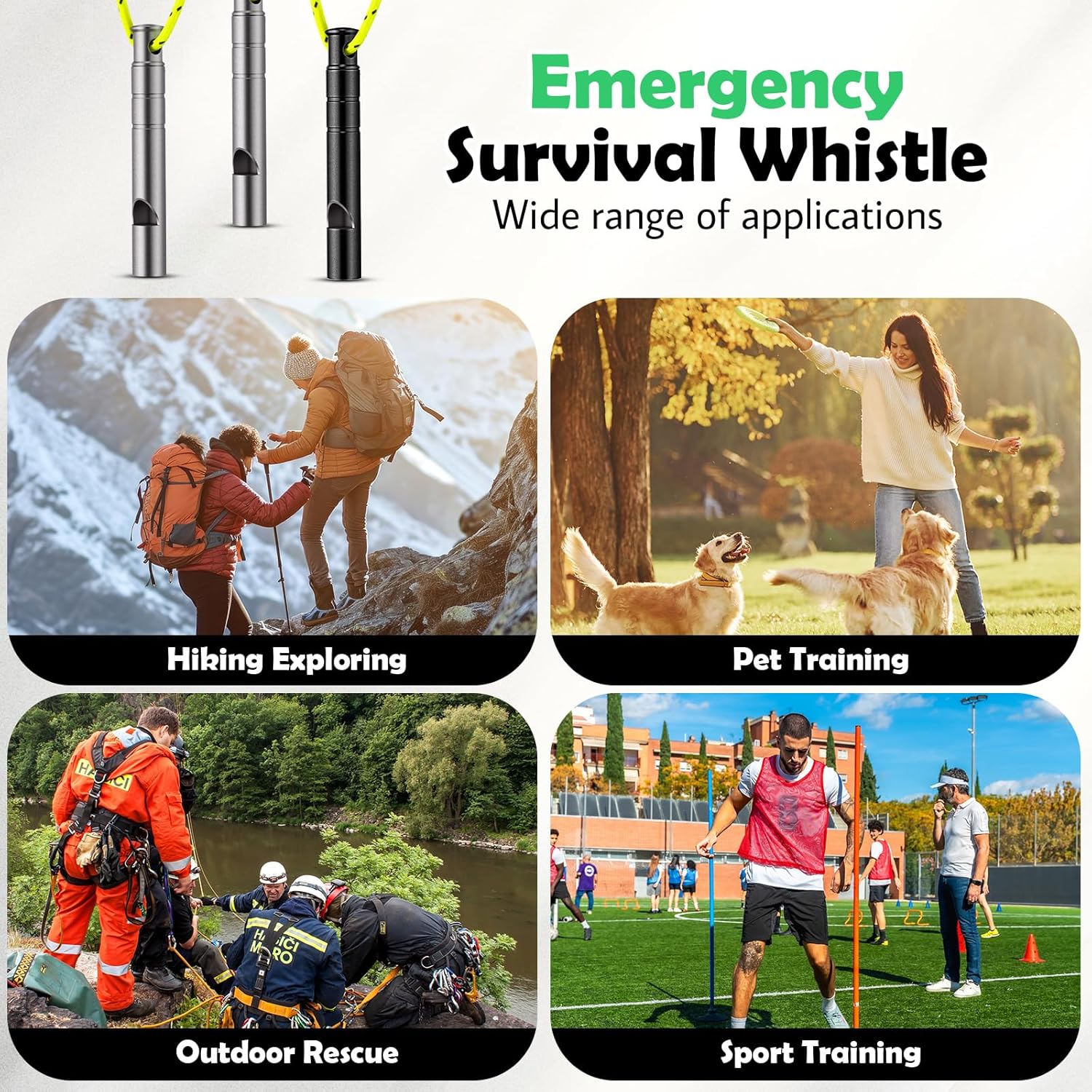 Seenelling 8 Pcs Titanium Emergency Whistle - Loud 120dB Survival Safety Whistle for Outdoor Adventures