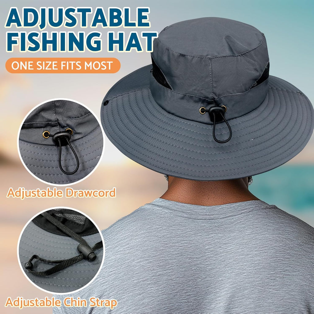 PFFY Sun Bucket Hat - 3” Wide Brim UPF 50+ Protection for Men & Women | Ideal for Fishing & Beach