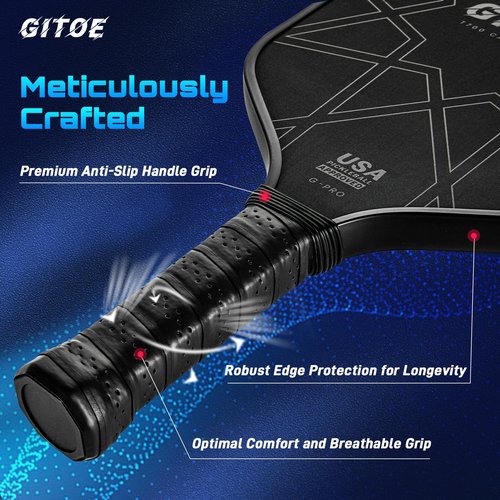 GITOE G-Pro Pickleball Paddle – 16MM Raw Carbon Fiber T700 Pickleball Paddle with High Spin, Control & Power – 2025 USAPA Approved for ‎Professional Players