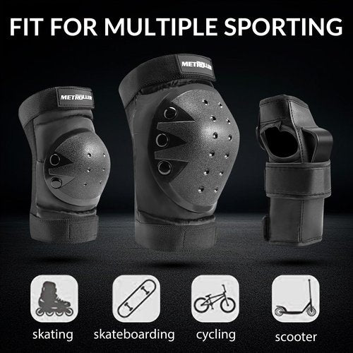METROLLER Adult & Kids Protective Gear Set for Men, Women Youth Knee Pads, Elbow Pads & Wrist Guards 3 in 1 for Skateboarding Multi-Sports Protective Gear