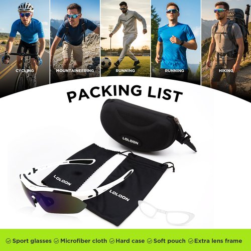 LOLOON Sports Sunglasses for Men Women Youth, Wrap Around Sunglasses for Running Cycling Fishing Baseball Golf, UV Glasses, Purple