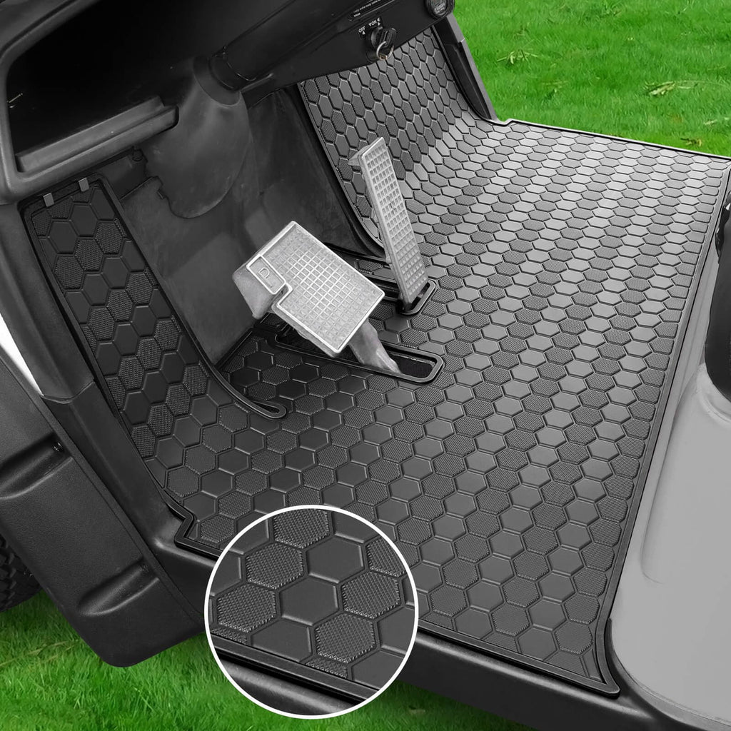 Yamaha Drive G29 Golf Cart Full Coverage Floor Liner Mat, Only Fits Yamaha Drive (Gen1), G29, YDR, Adventurer (2007-2016), Upgraded Non-Slip, 8MM Thick Rubber Floor Mats, Black Trim