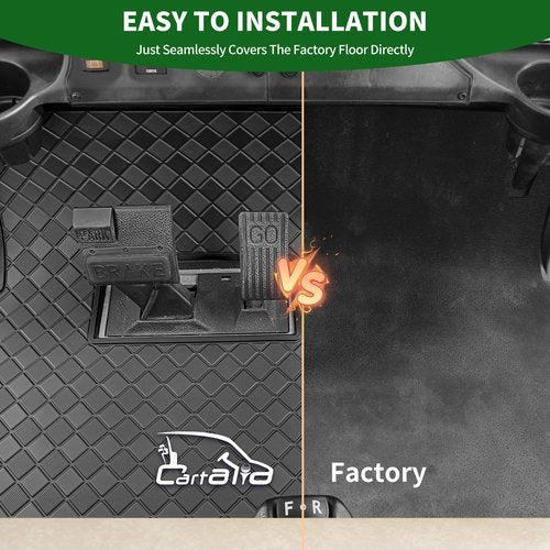 Cartalia Golf Cart Floor Liner Mat 8mm Thick Rubber Full Coverage Fit for Club Car Precedent 2004-2025 / Onward & Tempo 2017-2024 / Villager & V4L 2019-2025 Cart Non-Slip Mats Replacement - Black Trim