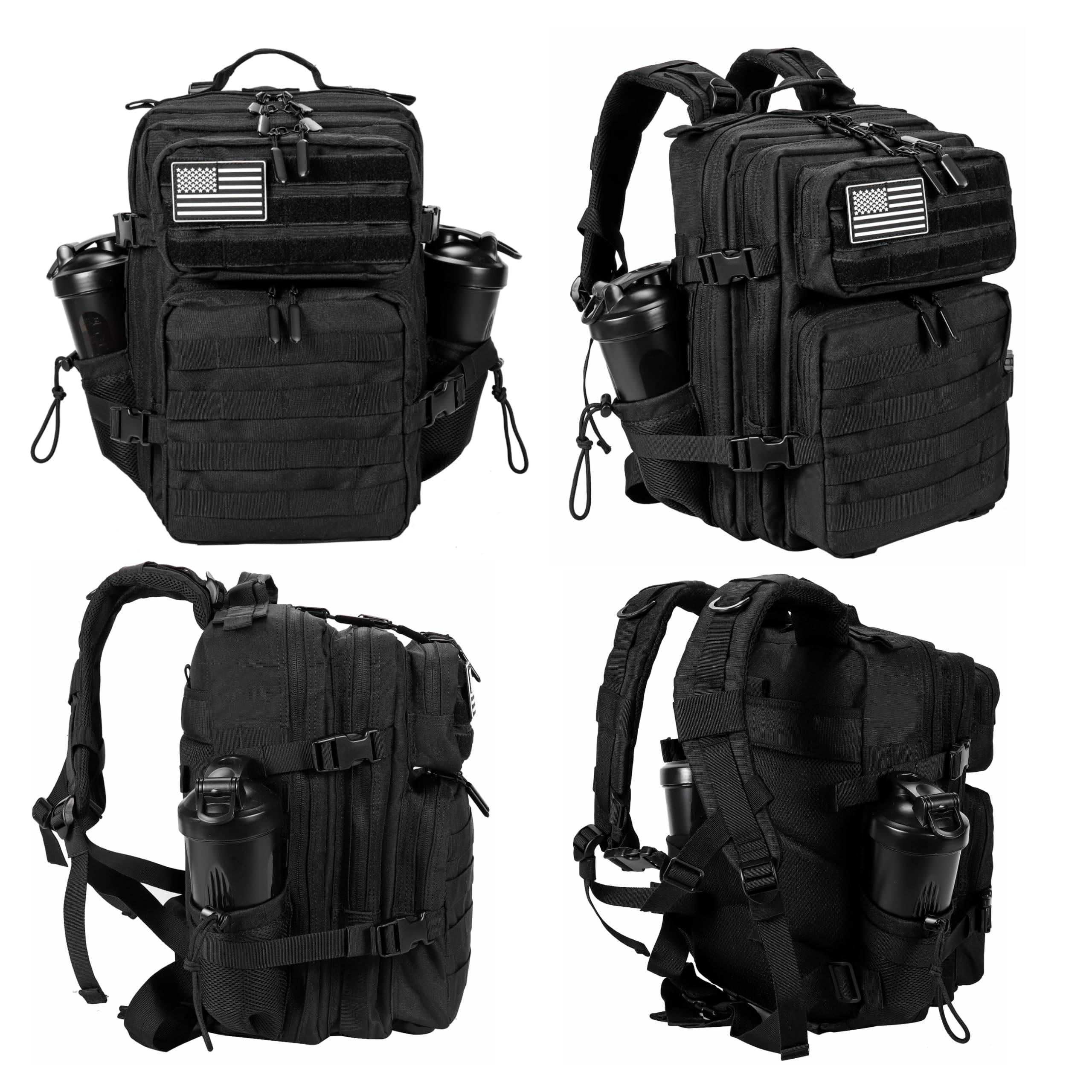 LHI Tactical Military Backpack for Men and Women 25L Army Assault Pack Bag Large Rucksack with Molle System - Black