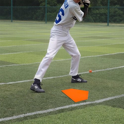 Baseball Softball Base Set - 5-Piece Orange Throw Down Bases with Pitchers Rubber for Teeball & Kickball