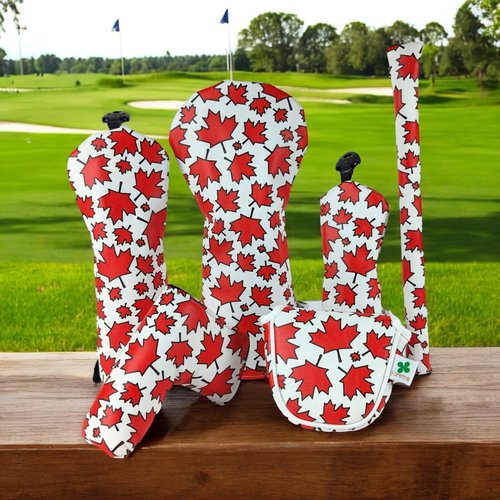 Foretra Canada Maple Leaves Pattern Golf headcovers Novelty Funny Golf Club Covers for Men and Women for Golf Clubs Driver Wood Hybrid Putter Blade Mallet (Driver)