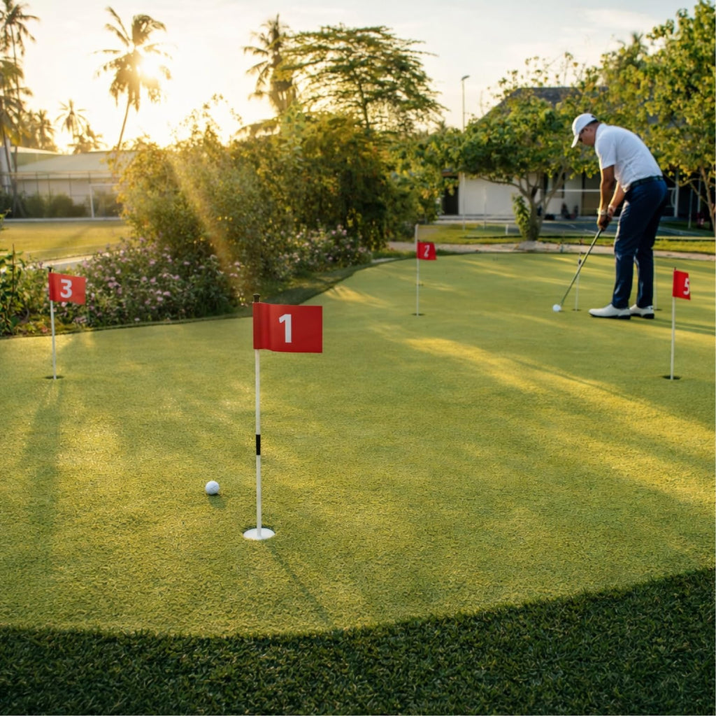 Set of 3 Double Sided 8x6 Inches Numbered Golf Polyester Flag - Mini Practice Putting Green Flags for Yard in 420D Nylon - Small Banner Numbered with Tube Inserted - Numb Flag for Indoor or Outdoor