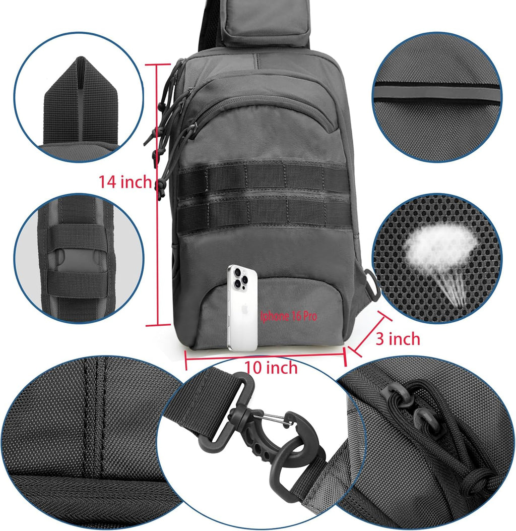 Skiennix Tactical Sling Chest Bag - Compact EDC Shoulder Pack for Concealed Carry | Dual Holster Design
