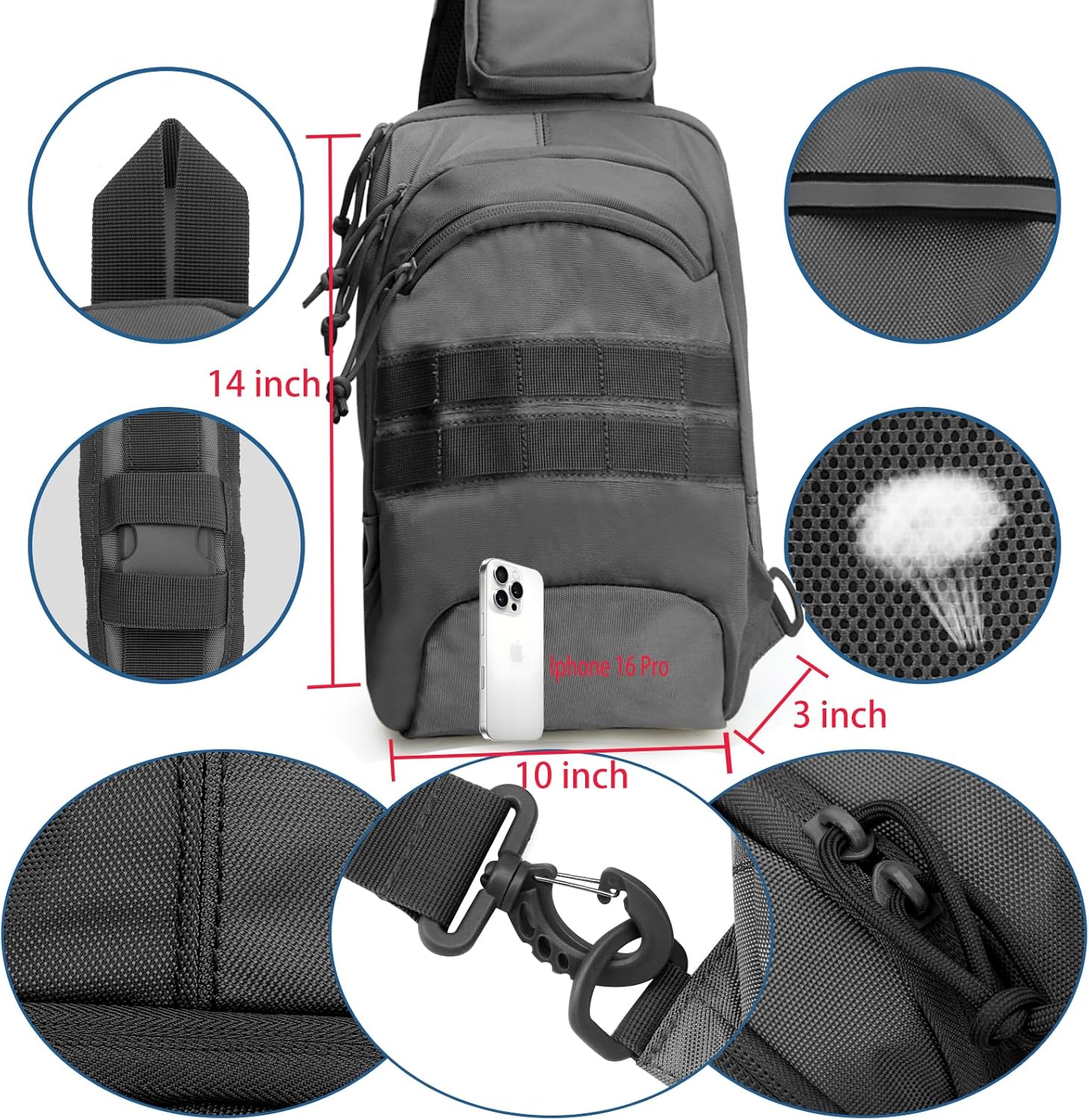 Skiennix Tactical Sling Chest Bag - Compact EDC Shoulder Pack for Concealed Carry | Dual Holster Design