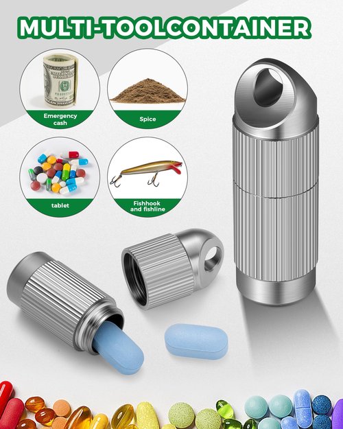IUMIUN Titanium Waterproof Refillable Kerosene Lighter- Compact Survival Lighter with Built-in Keychain Pill Holder for Outdoor Camping,for Men Gift (Fuel not Included) (1)