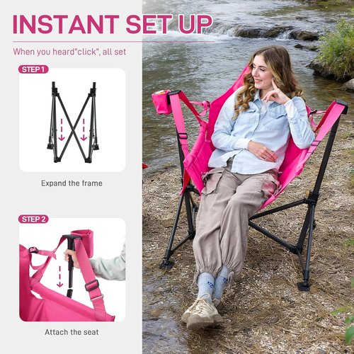 Ever Advanced Padded Oversized Hammock Chair - Heavy Duty Portable Swing with Multi-Storage Pockets | Supports Up to 400lbs, Pink