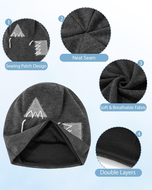 AWAYTR Slouchy Beanie Hat for Women - Fashion Knit Skull Cap Lightweight Chemo Hats Nightcap for All Seasons (Black)